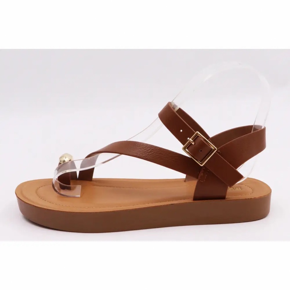 Brown Sandals with Gold Buckle
